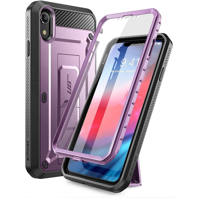 SUPCASE Pour iPhone XR Cas 6.1 pouces UB Pro Full-Corps Robuste Étui Housse de Téléphone avec Construit-dans le Protecteur D'écran et Béquille: Violet