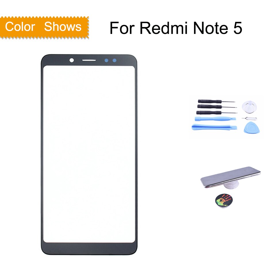 Original para xiaomi redmi nota 5 pro nota 5 note5 painel da tela de toque frontal exterior lente vidro touchscreen nenhum lcd sem digitador: 5 Black with gift