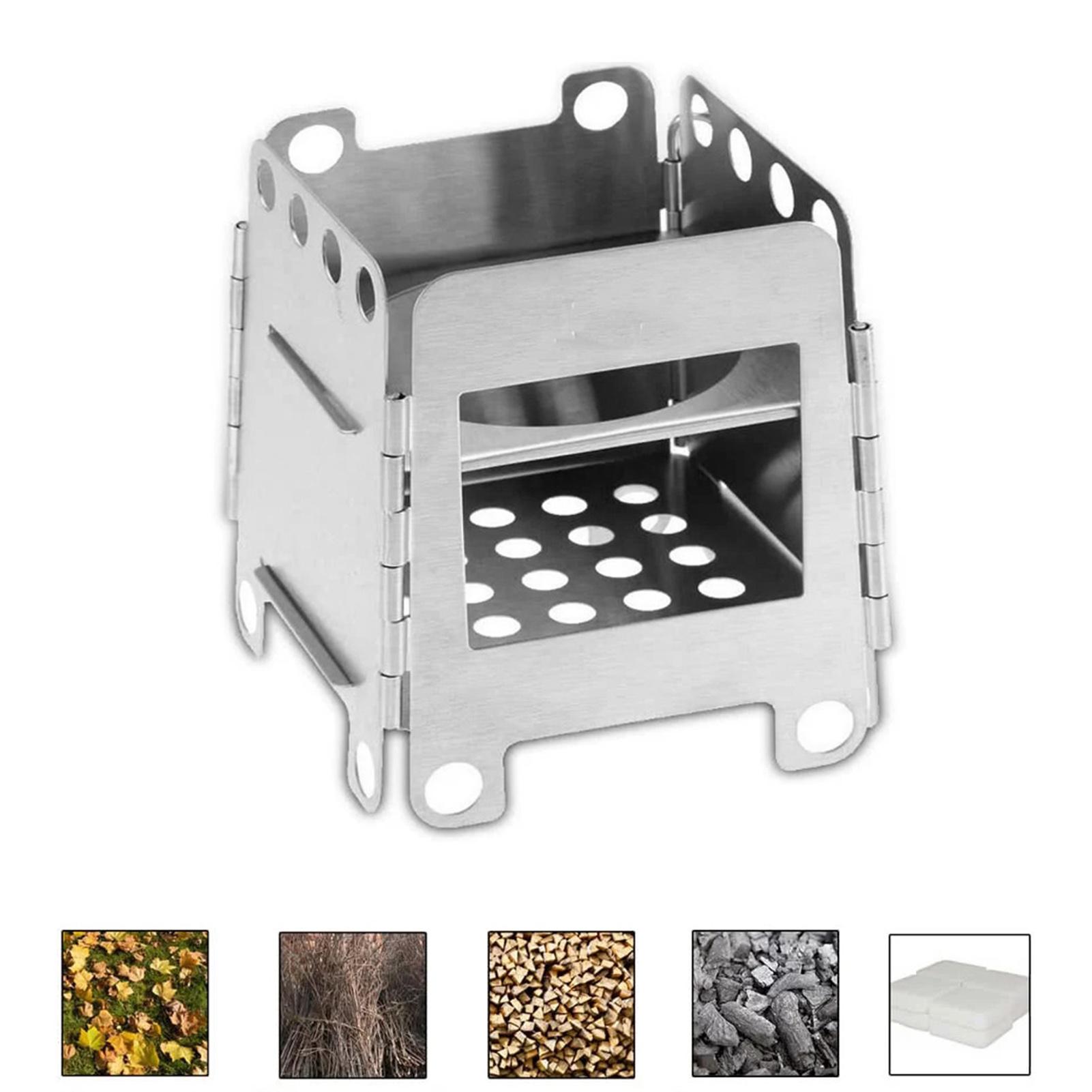 Portable Stainless Steel Camping Stove Outdoor Cooking Stove Hiking Picnic BBQ Wood Burner Pocket Alcohol Burning Furnace Stove