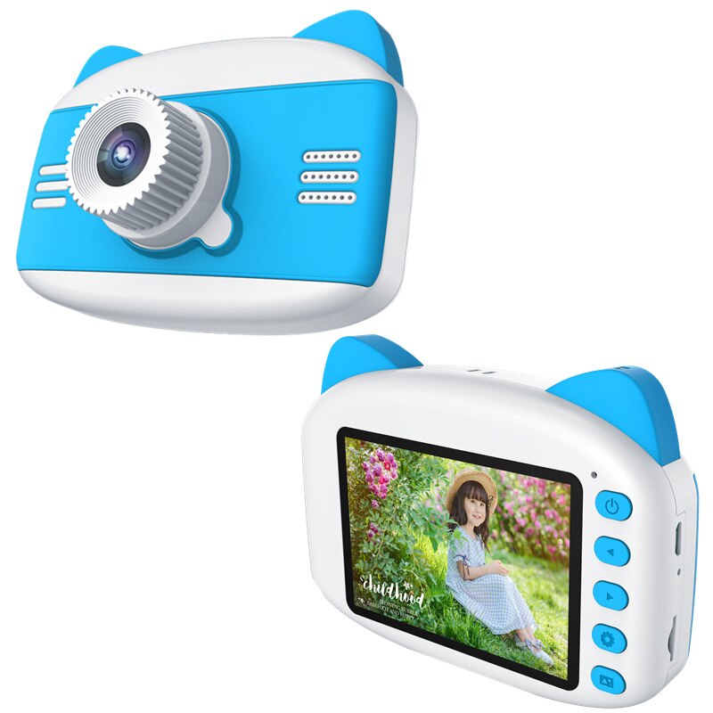 3.5 inch HD 1080P Kids Camera Cartoon Children Mini Digital Photo Video Camera Built in Game Best Birthday Children Camera: Blue / No SD Card