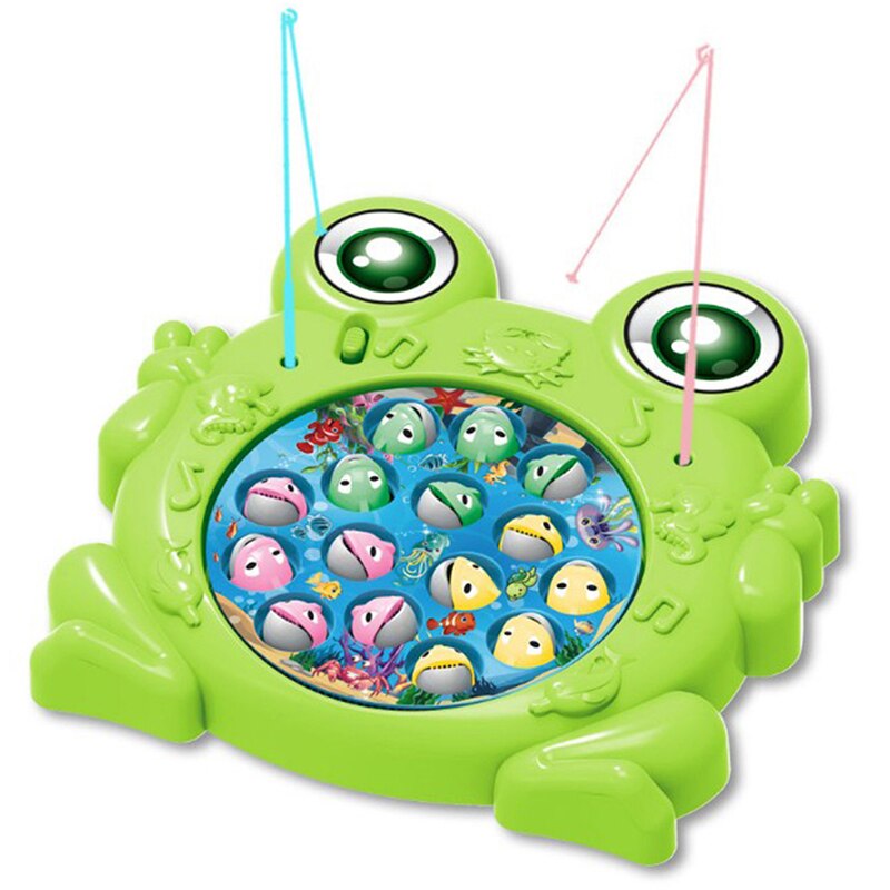 Music Electric Rotating Fishing Game Classical Fishing Toys Set for Kids Educational Toys Funny Sports for Birthday: Green