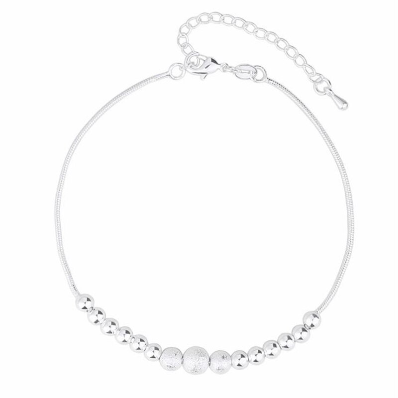 Kofsac 925 Sterling Zilveren Enkelbanden Voor Vrouwen Strand Sieraden Vrouwelijke Frosted Kralen Bangle Armbanden Voor Meisjes Zomer