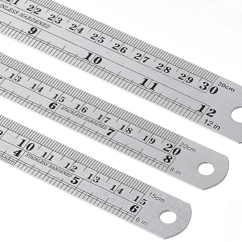 STONEGO Edelstahllineal, 6, 8, 12, 16, 20-Zoll-Metalllineale, mit hochpräziser doppelseitiger Skala für Abschlusslinien