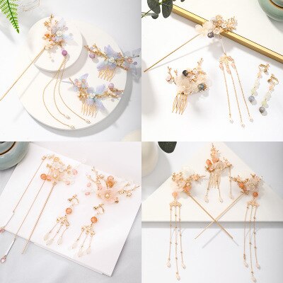 Ancient style headdress fringed ancient costume headdress women's hair ornament daily antique hairpin Hanfu hair ornament access