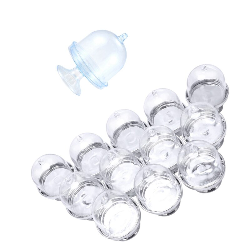 24 pièces Mini présentoir à gâteaux boîte de Cupcake boîte de bonbons en plastique de fête de mariage, 12 pièces bleu et 12 pièces argent
