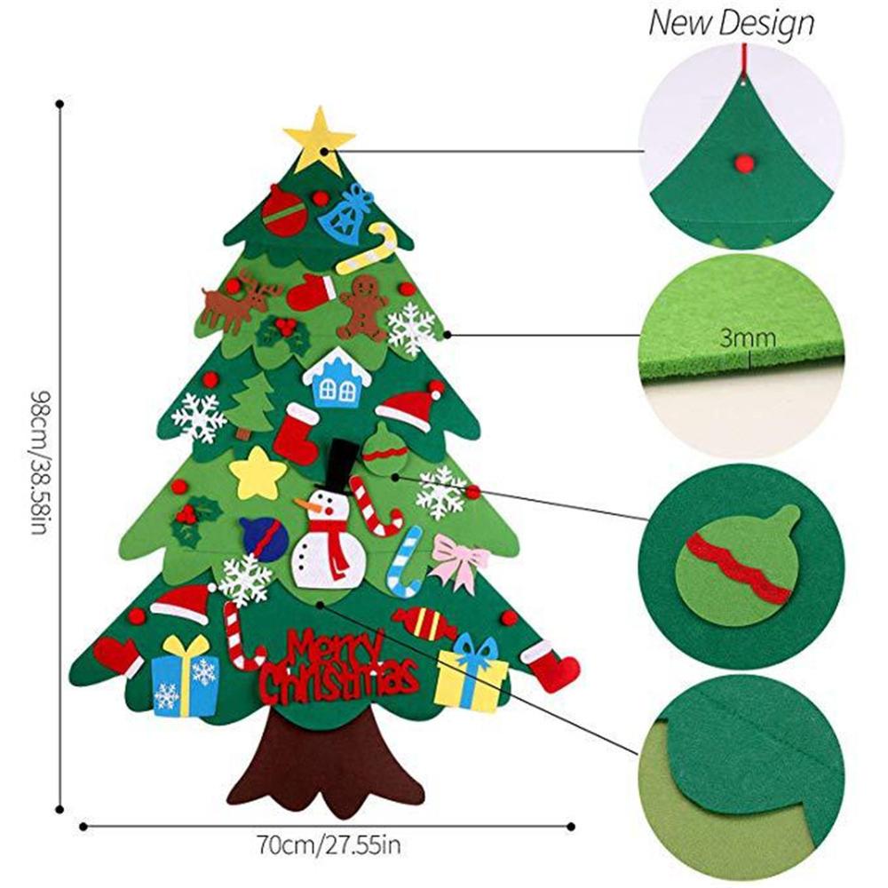 DIY Voelde Kerstboom Deur Muur Opknoping Kids Feestartikelen Kerstboom Set Ornament 98cm * 70cm: D