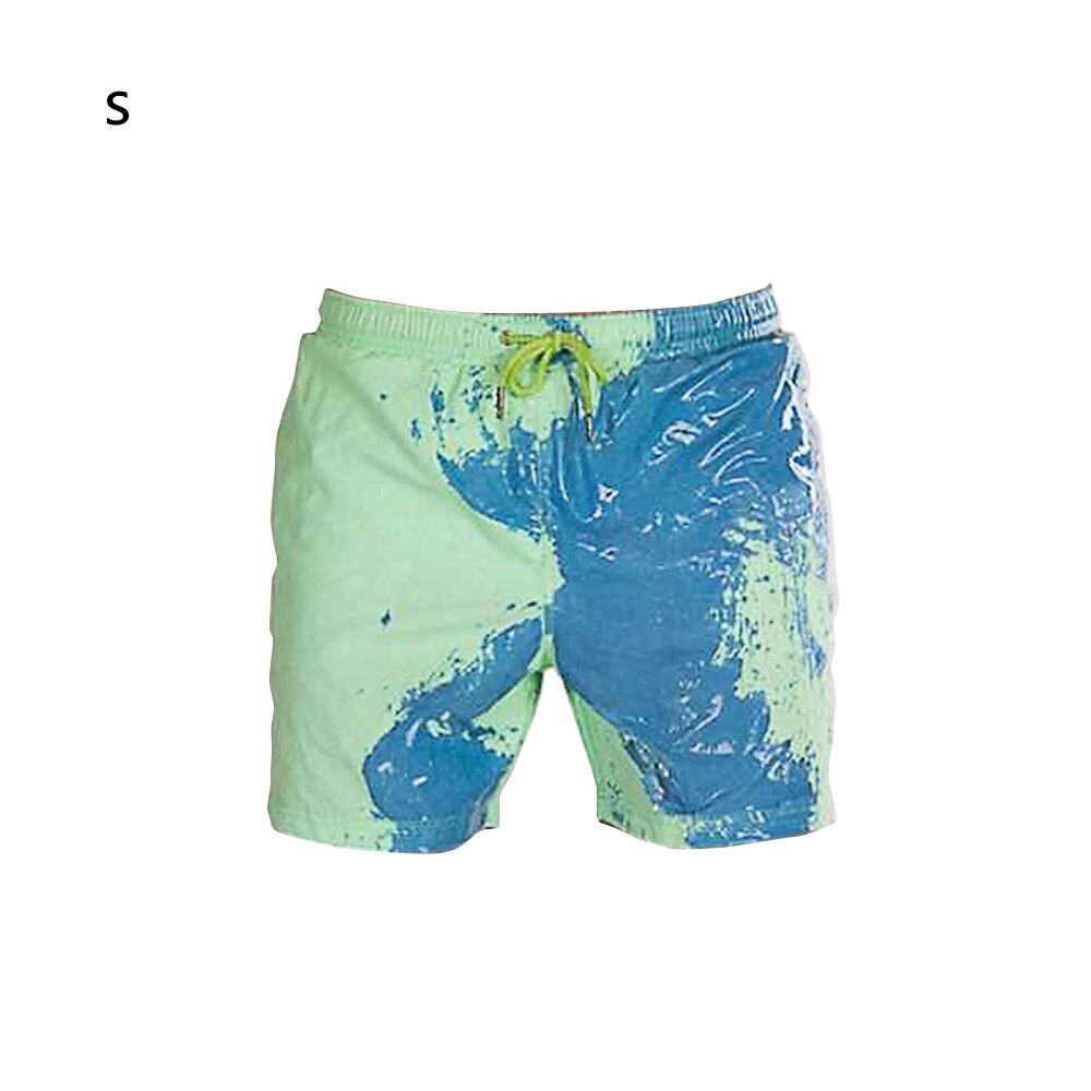 Men Magic Color Changing Swim Trunks Water Discoloration Surf Beach Board Rhombus Plaid Shorts Quick Dry Sport Pants: A / L