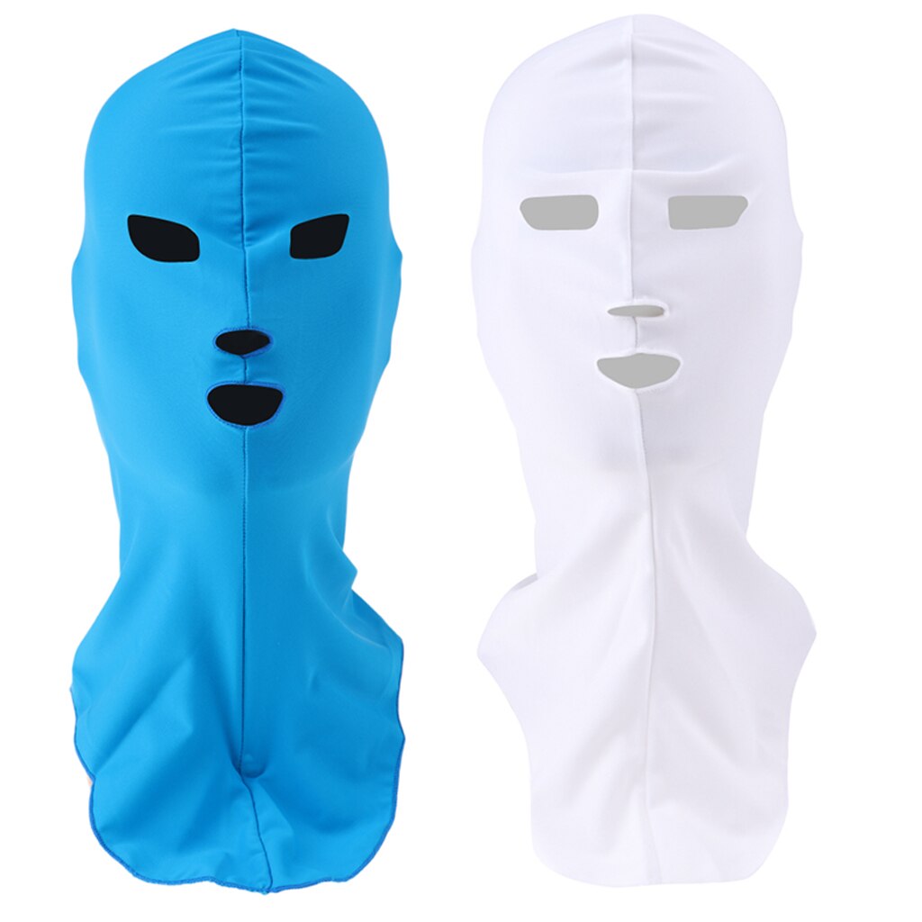 Men Women Snorkeling Swim Cap Sun Protection UV Rash Guard White & Blue Swimming Cap Mask