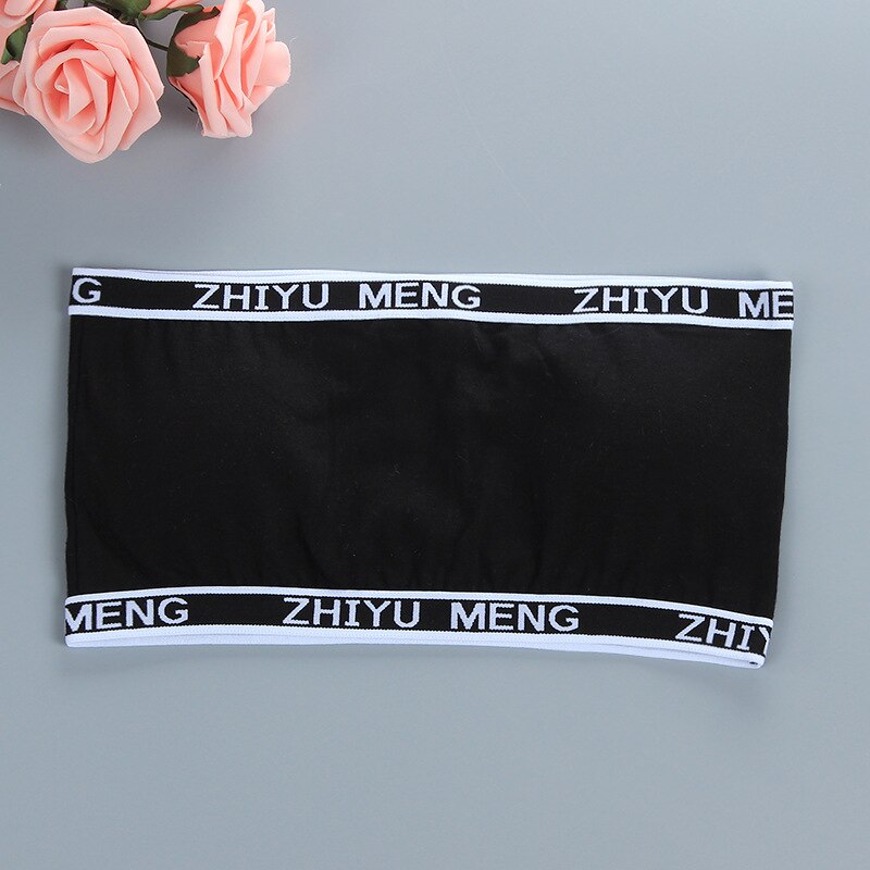 Reggiseno da ragazza regalo Teen Crop Top intimo gilet a spalle scoperte reggiseno da allenamento sportivo lettera Streetwear Tube Top capodanno 7-14Y 10 9: Black