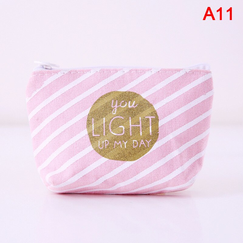 Cute Pink Canvas Coin Purse Coin Change Storage Bag Coin Bag: A11