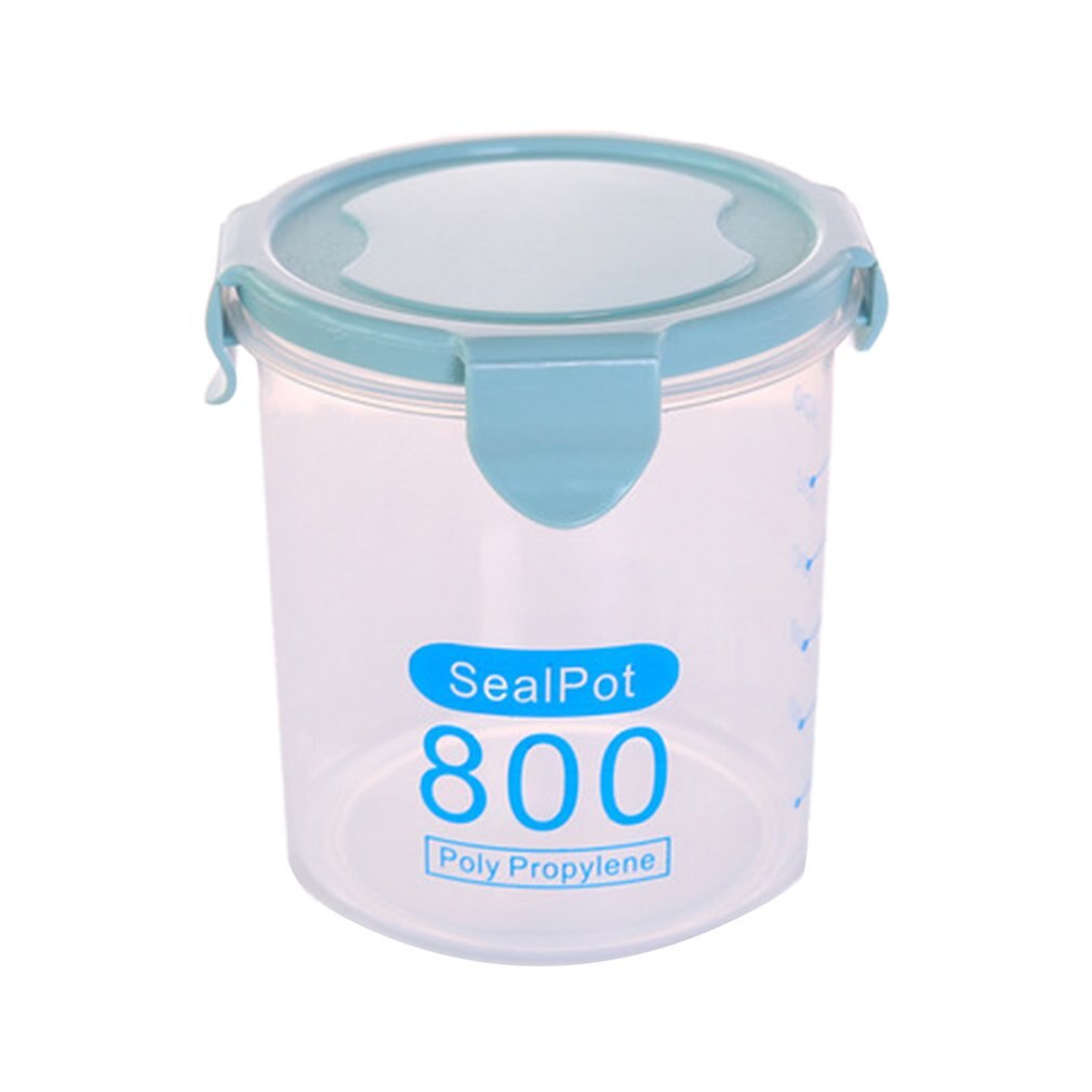 Multi-functional Clear Plastic Sealed Cans Storage Tank Kitchen Dry Food Containers Home Food Grain Storage Jar: Blue-M
