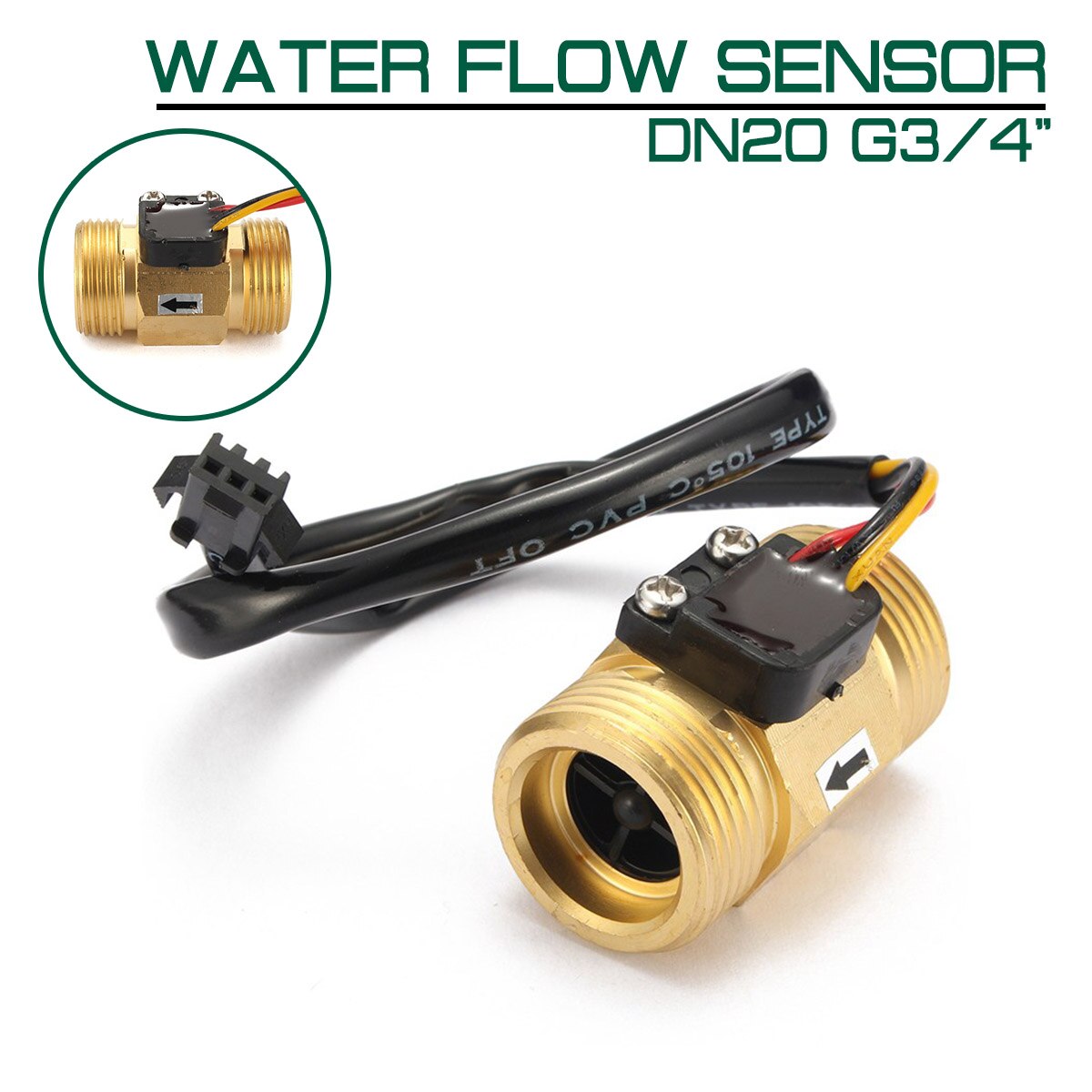 Flow Sensor Water DN20 G3/4 "Koper Hall Effect Vloeibare Switch Flow Meter Flow Sensor
