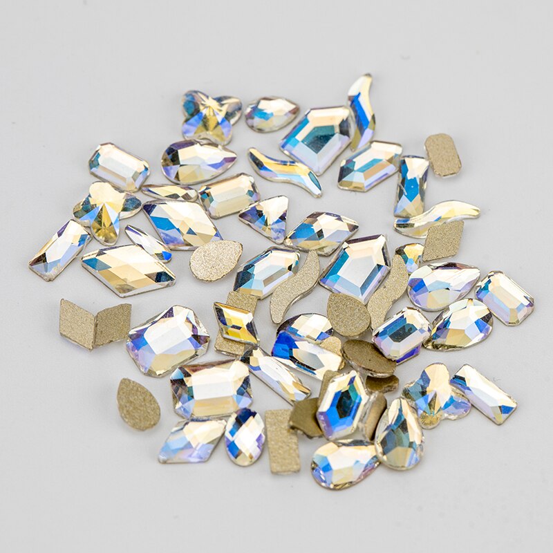 VDD 100 stuks glas nail art steentjes plaksteen strass glitter kristal strass gemengde vorm diamant glanzende doe-het-zelf ambachten decoratie
