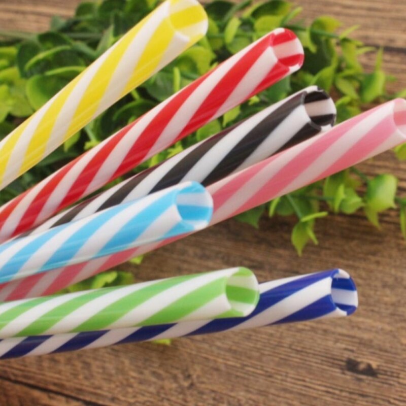 Paille en plastique Pp avec anneau, 19cm, couleur aléatoire, à rayures, dure, maçon alimentaire, 1 pièce