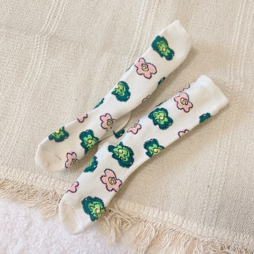 2Pairs Baby Sokken Koreaanse Retro Bloem Gekamd Katoen Kinderen Sokken Kinderen Meisjes Sokken