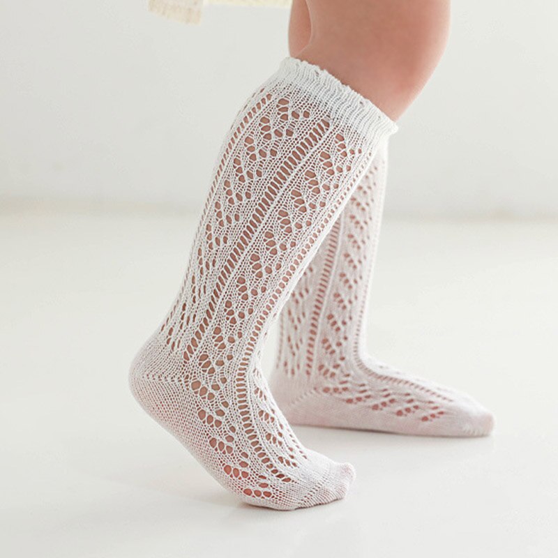 Chaussettes hautes en maille pour bébé fille, couleur unie, ajouré, longues, respirantes, pour enfant en bas âge de 1 à 3 ans