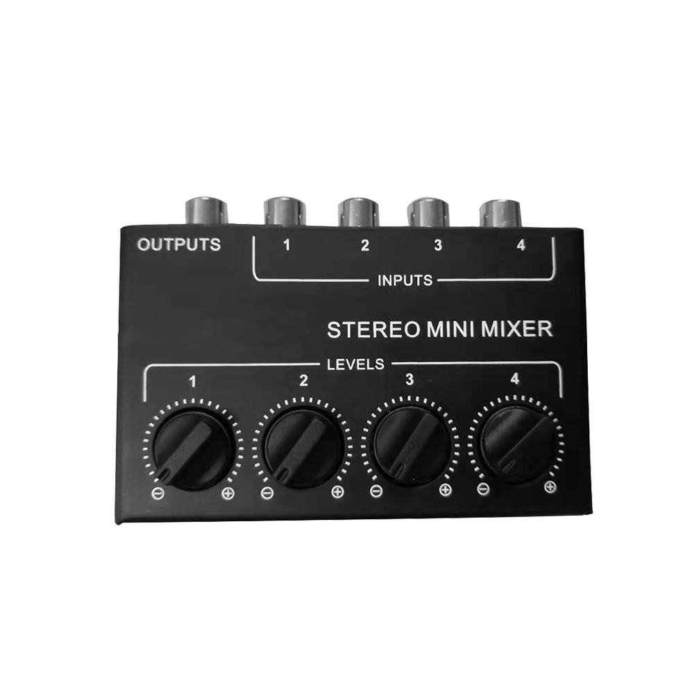 Mini Stereo Audio Mixer Met 4-Kanaals Rca Ingangen Aparte Volumeregeling Mixer Stereo Dispenser Voor Live studio