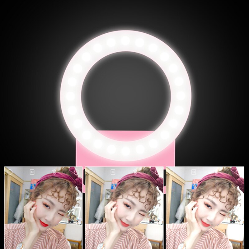 Usb Oplaadbare Led Selfie Licht Telefoon Clip Zaklamp 3 Modes Bliksem Voor Iphone Samsung Xiaomi Huawei Fotografie Lamp