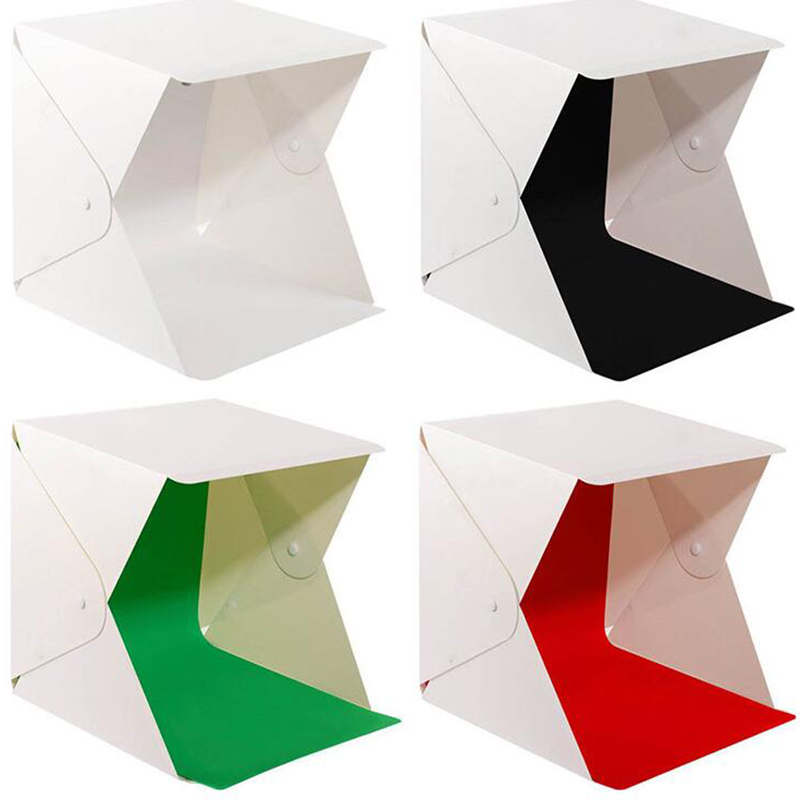 Baolyda Mini Studio Verlichting Kit 2 LED Buis Fotografie Licht box 40*40 Lightbox voor Foto 'S met 4 Achtergrond voor Foto Studio