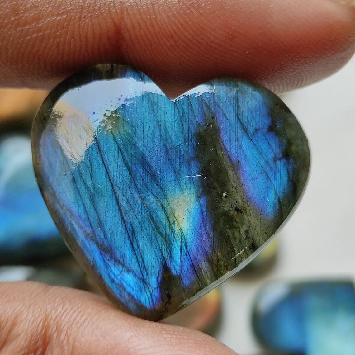 2 unids/set labradorita Natural llamativa cabujón forma de corazón labradorita piedra plana piedra preciosa pulida suave 3CM