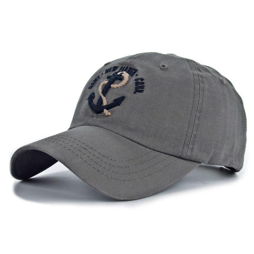 Gorra de béisbol con bordado de ancla pequeña para hombre, gorro de algodón de , para exteriores, sombrilla: Gris oscuro