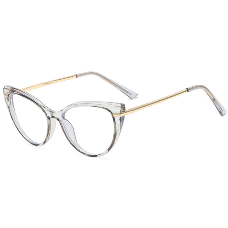 YOOSKE-monturas para gafas de sol para mujer, lentes Sexy de gato rojo, antiluz azul, para ordenador, monturas para Miopía: Gris
