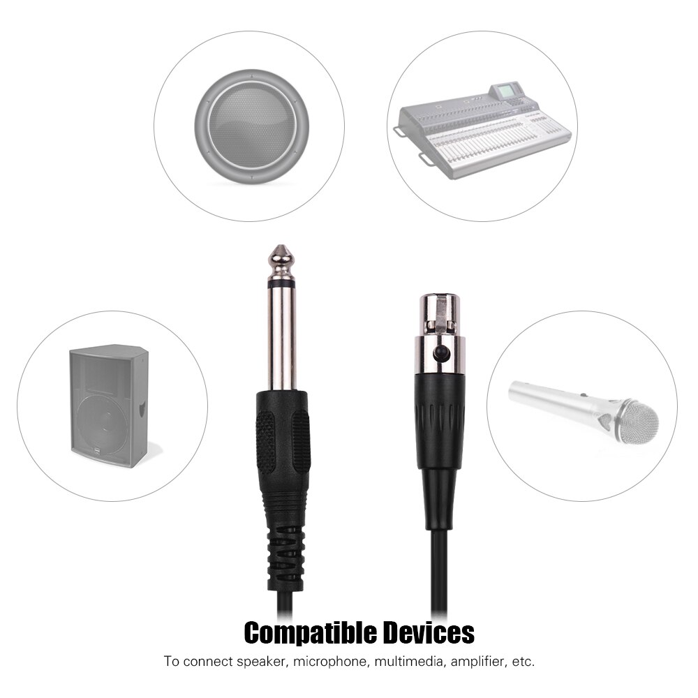 1m 3- pin mini xlr stik  (ta3f) to 1/4 tommer stik musikinstrument kabel scene elektrisk guitar ledninger højttaler kabel