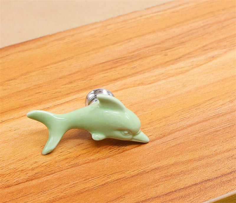 Colorful Ceramic fish Dolphin Cabinet Knobs Door Pull Handles Cupboard Drawer Wardrobe Furniture Handle Knobs: B