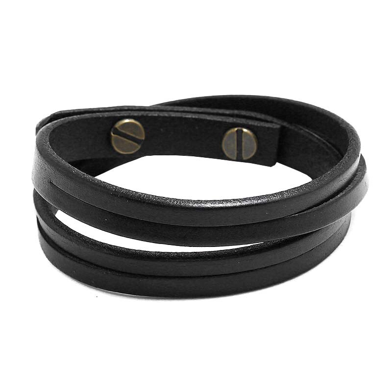 Kiirykle enkle dobbel-dekk lærarmbånd & armbånd til menn punk brun/svart armbånd mansjett smykker gutt: Kr1147-1
