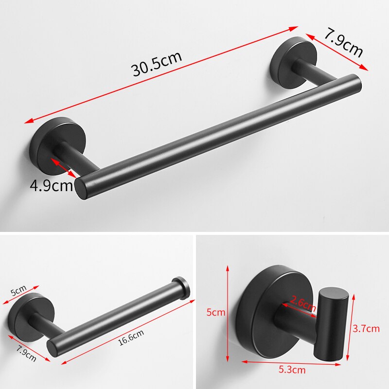 Ensemble porte serviette porte serviette inox support suspendu support mural porte-papier hygiénique noir salle de bain crochet pour serviettes porte manteau