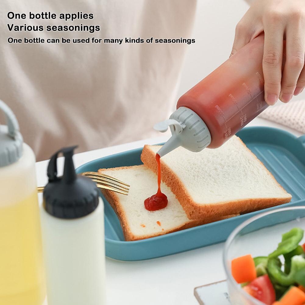350ml/175ml Squeeze Sauce Bottle Kitchen Seasoning Bottle Salad Ketchup Olive Oil Bottles With Scale Kitchen Cooking Gadgets