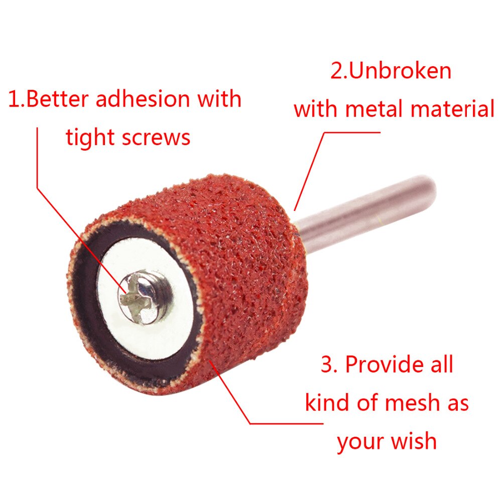 80# 9.5mm trommel schuurset 100 stuks schuurband dremel accessoires met 2 stuks 3.17mm schuurdoorns voor slijpgereedschappen