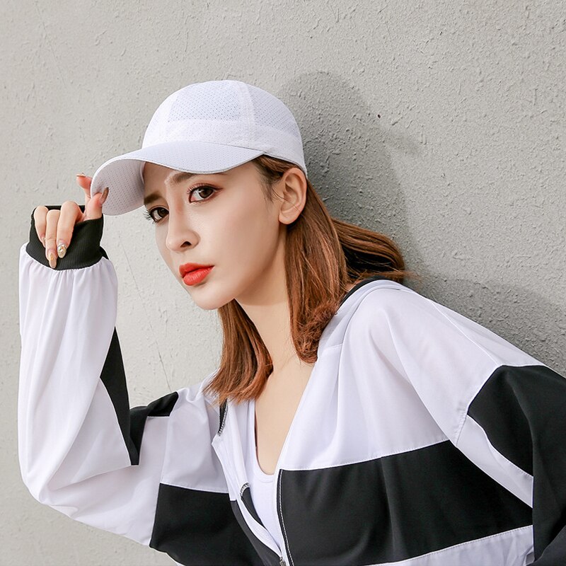 Foux baseballpetten dames zomer mesh ademend heren pet zwart zonbescherming sport schild met gezicht snel drogend verstelbaar gemonteerd