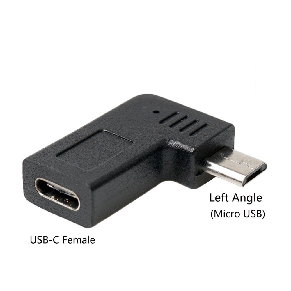 Venstre høyre vinkel micro usb hann til type-c hun til microusb hann 90 graders type c ladningsadapter micro usb usbc omformer: Venstre