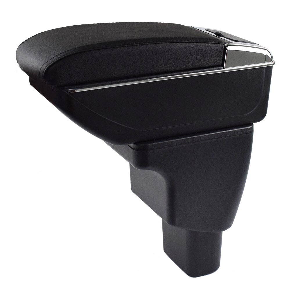 Voor Hyundai I10 2007 - Opbergdoos Interieur Armsteun Armsteun Interieur Dual Layer Black Lederen Asbak: Black thread