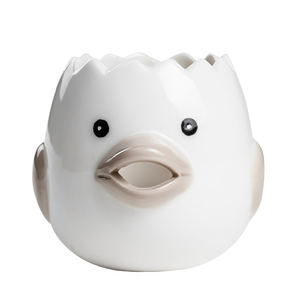 DIOZO Cute Cartoon Chicken Egg Yolk White Separator Ceramics Ceramic Cartoon Chick Egg Separator Dining Cooking Kitchen Gadget: grey