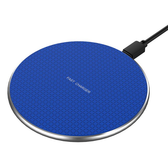 10W Qi Draadloze Oplader Voor Iphone 8 X Xr Xs Max QC3.0 10W Snelle Draadloze Opladen Voor Samsung s9 S8 Note 9 S10 Usb Lader Pad: Blue