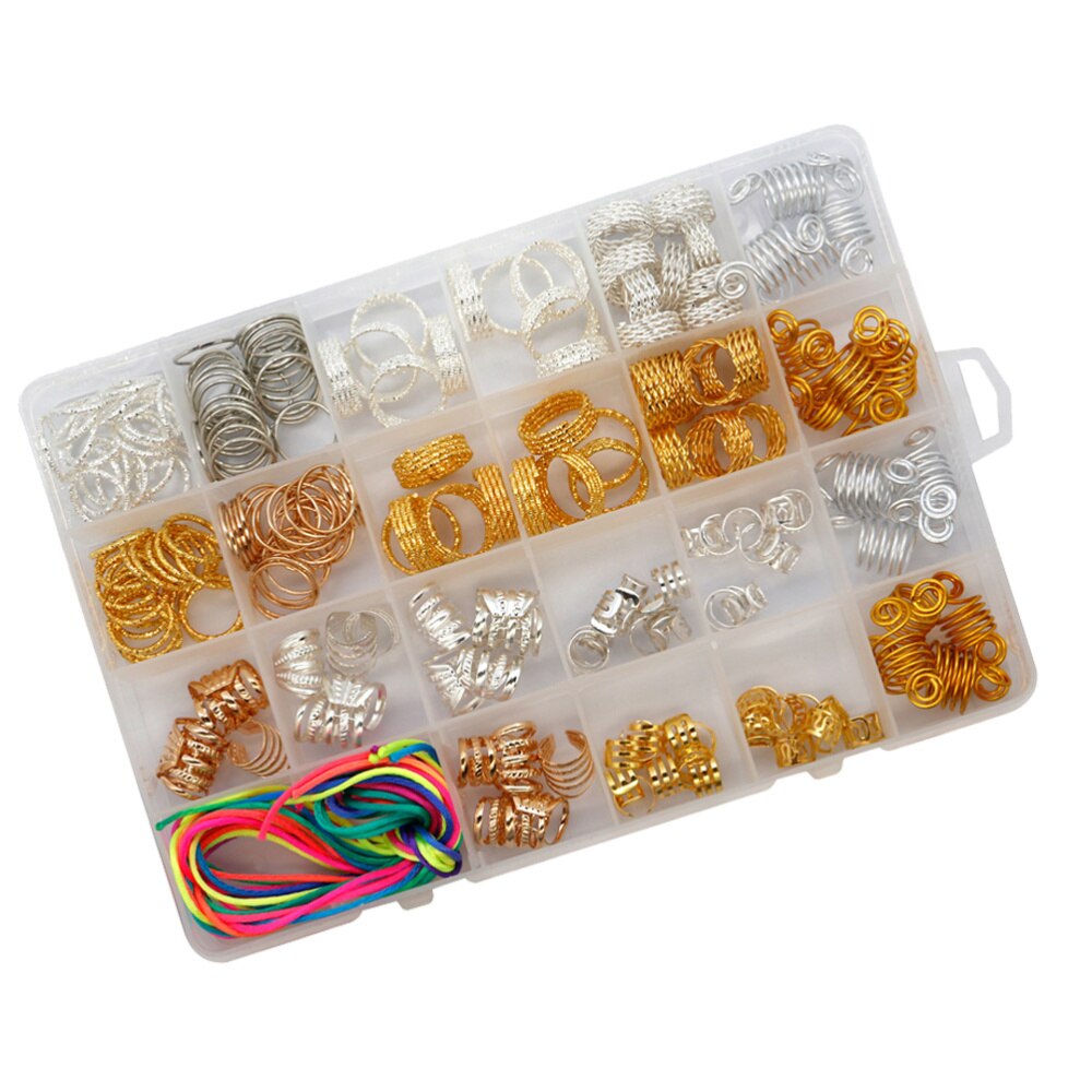 225pcs Dreadlocks Ring Metal Braid Ring for Hairstyle Man Woman