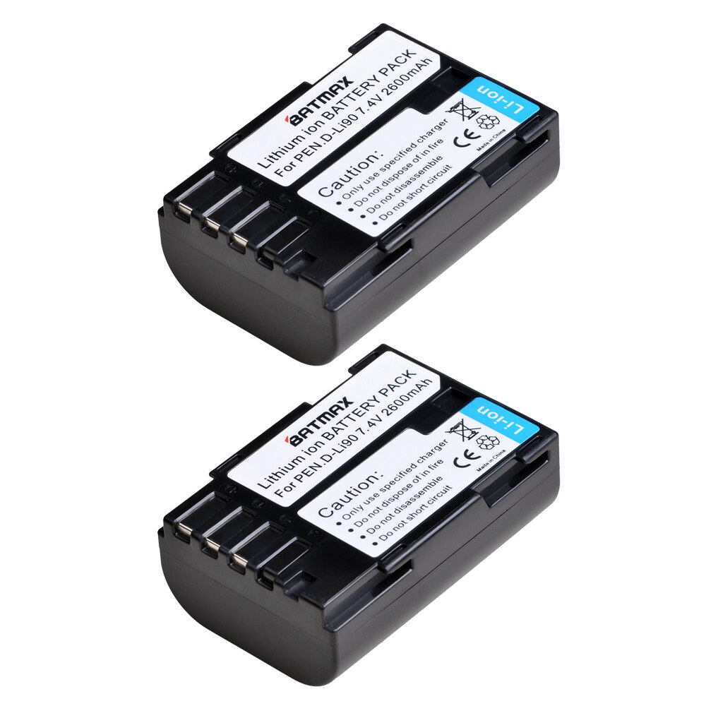 Batmax D-LI90 DLI90 D Li90 batería + LED Dual cargador con el tipo C PortFor PENTAX K-7 K-7D K-5 K-5 II 645D K01 K-3 K-3 II 645Z L15: 2 battery