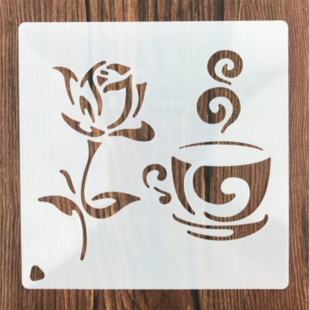 Coffee Rose Flower Shaped Reusable Stencil Airbrus... – Vicedeal