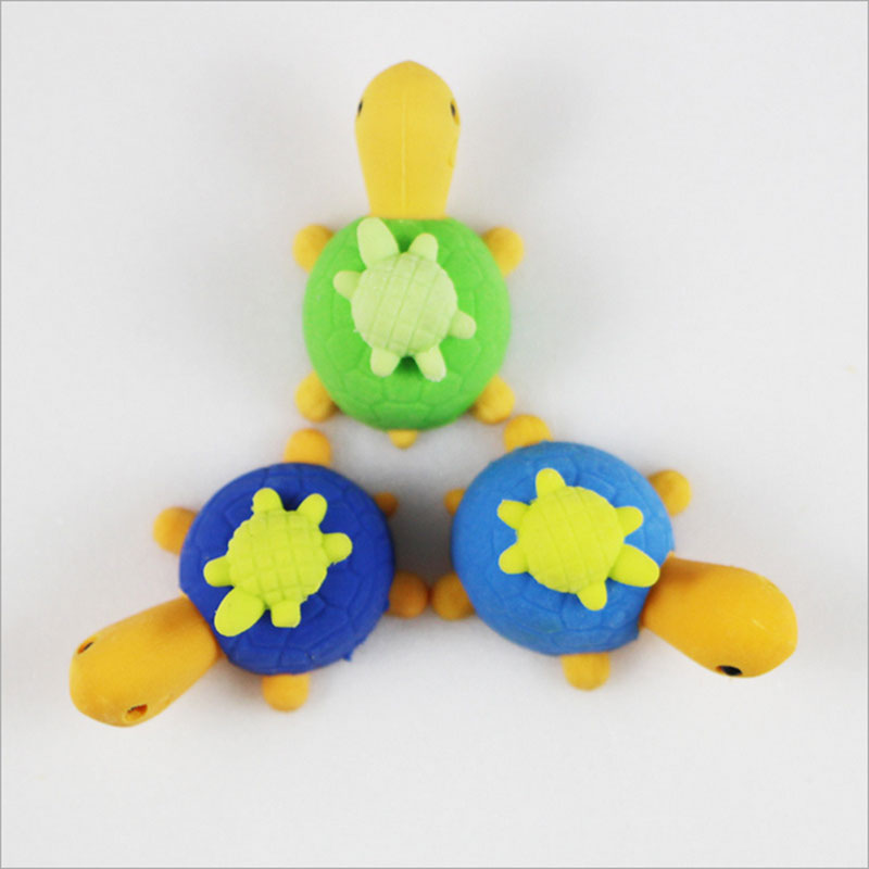 1X Cartoon assemble eraser mini turtle modelling eraser children stationery prizes kawaii school office supplies papelaria