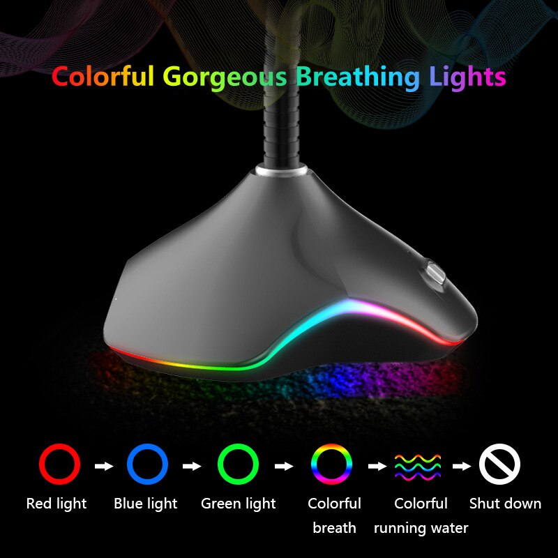 USB Desktop Condenser Microphone Live Gaming Microphone RGB Computer Noise Reduction Microphone With Decoding Chip Sound Card