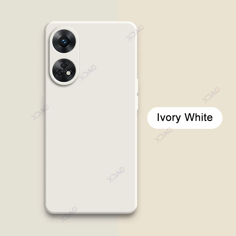 Étuis de téléphone portable en silicone liquide pour OPPO Reno8 T Global, housses de luxe pour touristes, sacs souples Reno8T, Reno 8 T, coque d'armure carrée, 4G: Ivoire