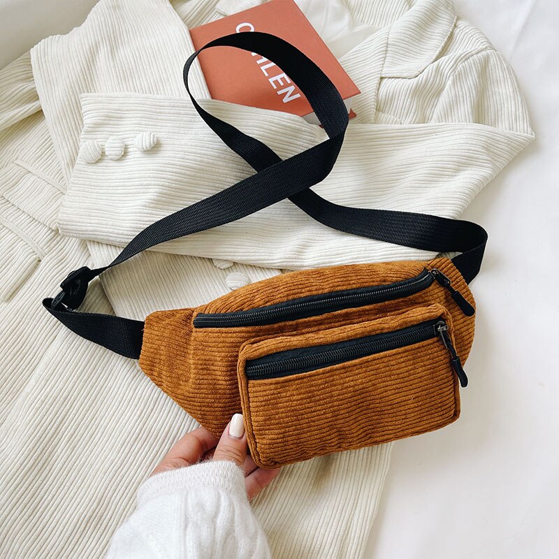 Canvas-bauchtasche, schultertasche aus leoparden-samt, umhängetasche, brusttasche, damen-bauchtasche, street-sport-bauchtasche, handytasche, gürteltasche: Braun