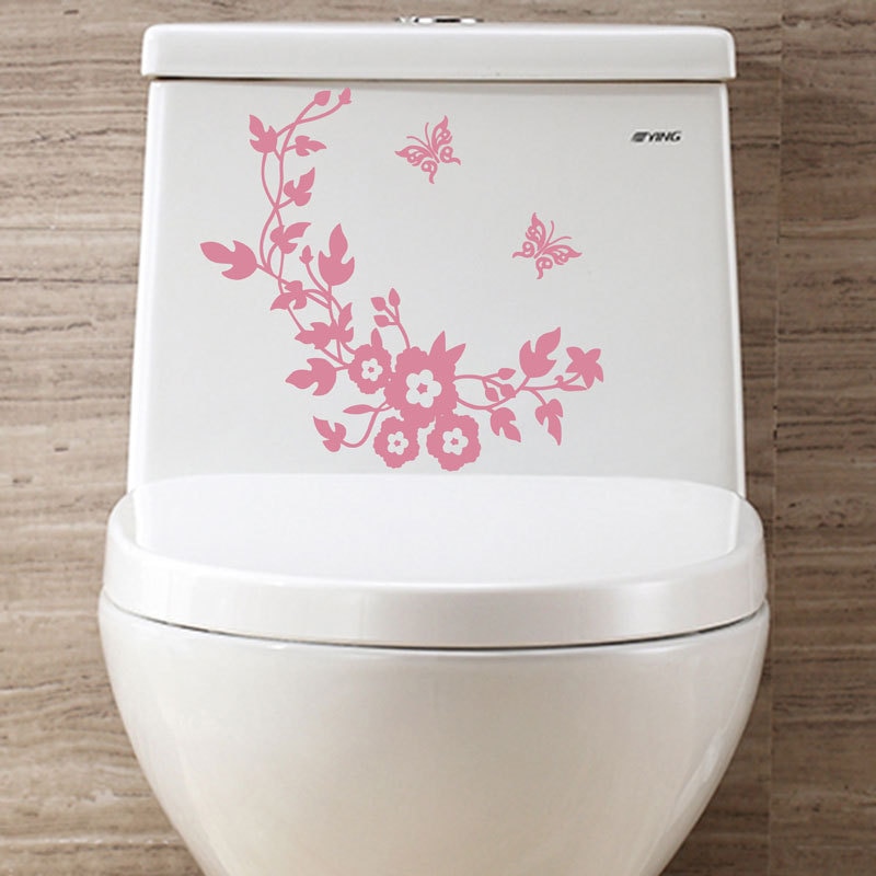 Vlinder Bloem Badkamer Muurstickers Voor Home Decor Vlinders Decoratie Muurstickers Voor Wc Decal Sticker Op De Muur