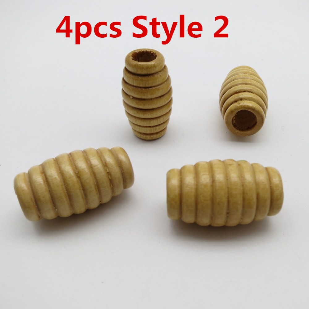 2 st -4 st spiralstil stort hål afrikanskt trähår flätat rädsla skägg dreadlock pärlor rör för tjejer kvinnor män tillbehör: 4 st stil 2