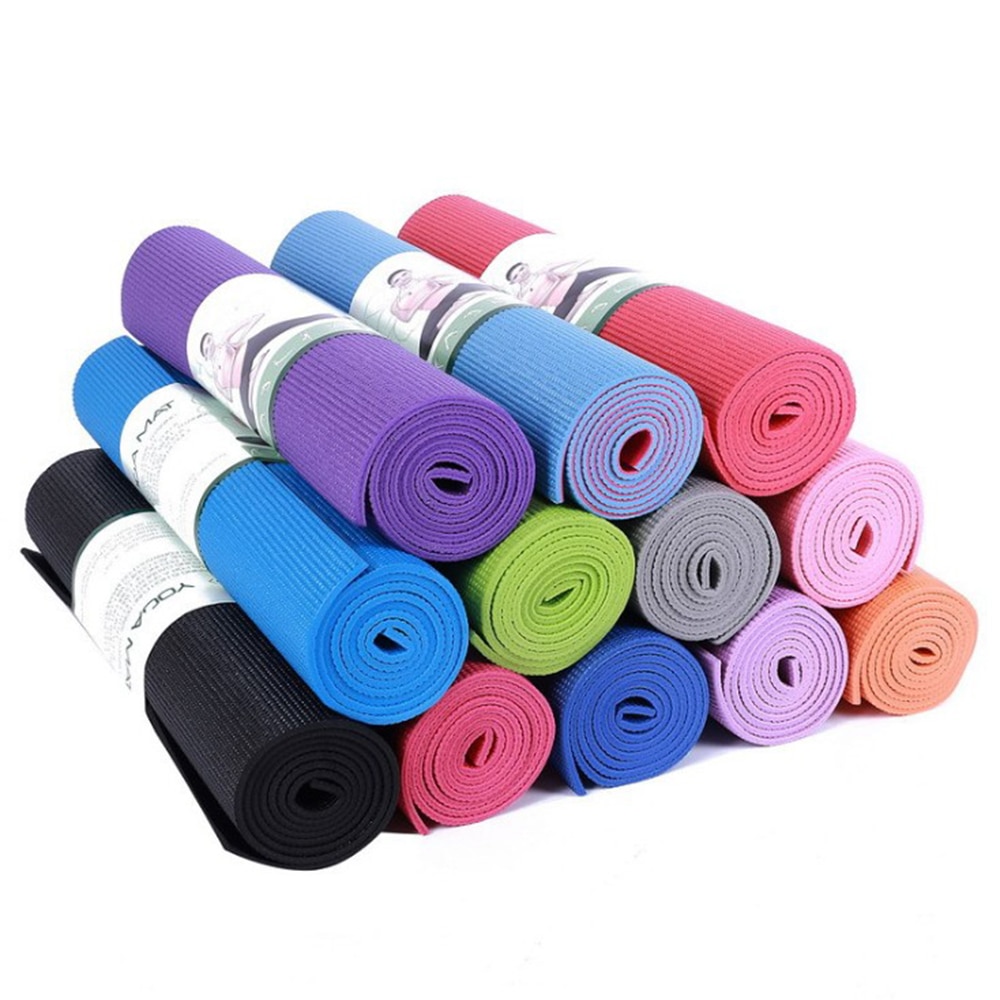 Gfitness yogamåtte , 4mm pvc materiale pilates pude med slynge og taske til begyndere piger og kvinder, skridsikker ikke giftig træning