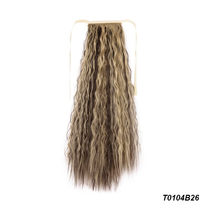 Extensiones de cola de caballo para mujer, coleta larga con ondas de maíz de 21 pulgadas, cinta sintética para atar, coleta: NC/4HL
