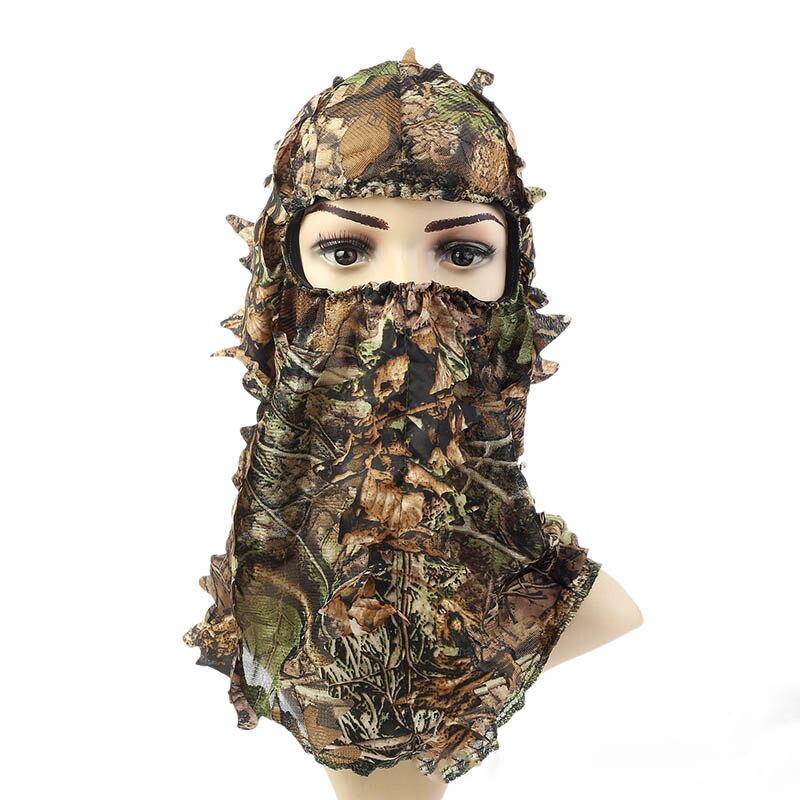 feuille d'érable style Camouflage masque de chasse capuchon tête Net trou d'oeil ouverture écharpe chasse Ghillie costumes accessoires