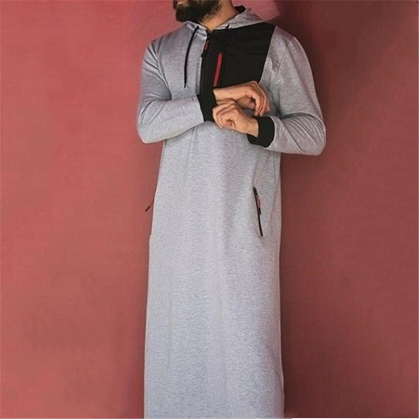 Heren moslim arabische islamitische kleding lange mouwen zak gewaad ramadam karftan eid mubarak jubba thobe voor mannen casual hoodies trui